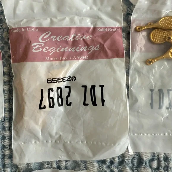 Solid Brass Tennis Racket Charms (Pkg of 12 charms) - Picture 3 of 3